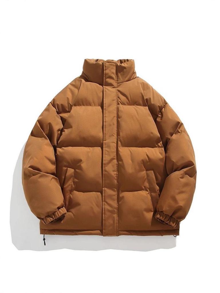 Men's Stand Collar Cotton Puffer Jacket: Versatile, Warm, Loose Fit for Autumn/Winter