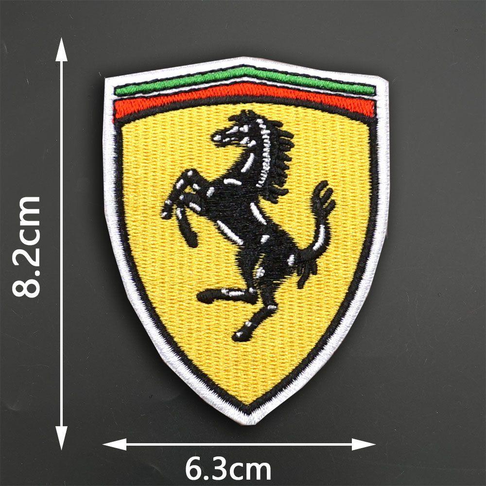 For Ferrari Horse SJ F1 Embroidered Patches Decals DIY Apparel Decoration Accessories Shoes Hat Bag Clothing Sewing Velcro Patch MQ3