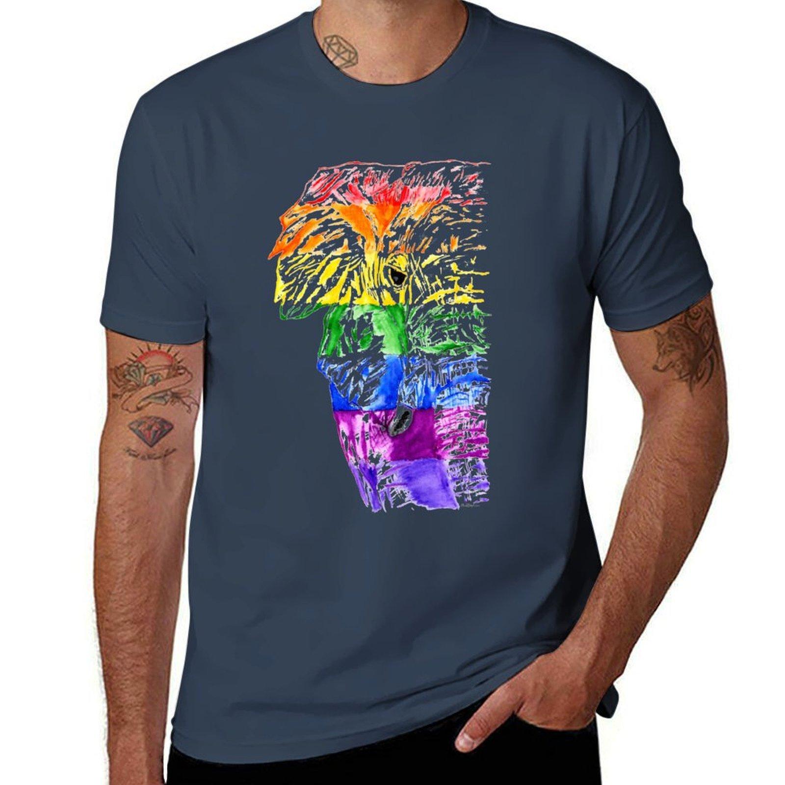 Rainbow Elephant Tshirt Cool Feeling Summer Tee Shirt S