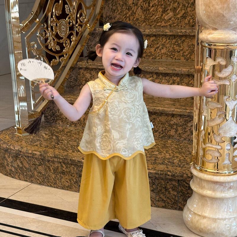 FADOBABY Girls' Chinese Style Summer Set