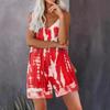 2026 Spring and Summer Women's Suspender Printed Wide Leg Pants Jumpsuit Shorts