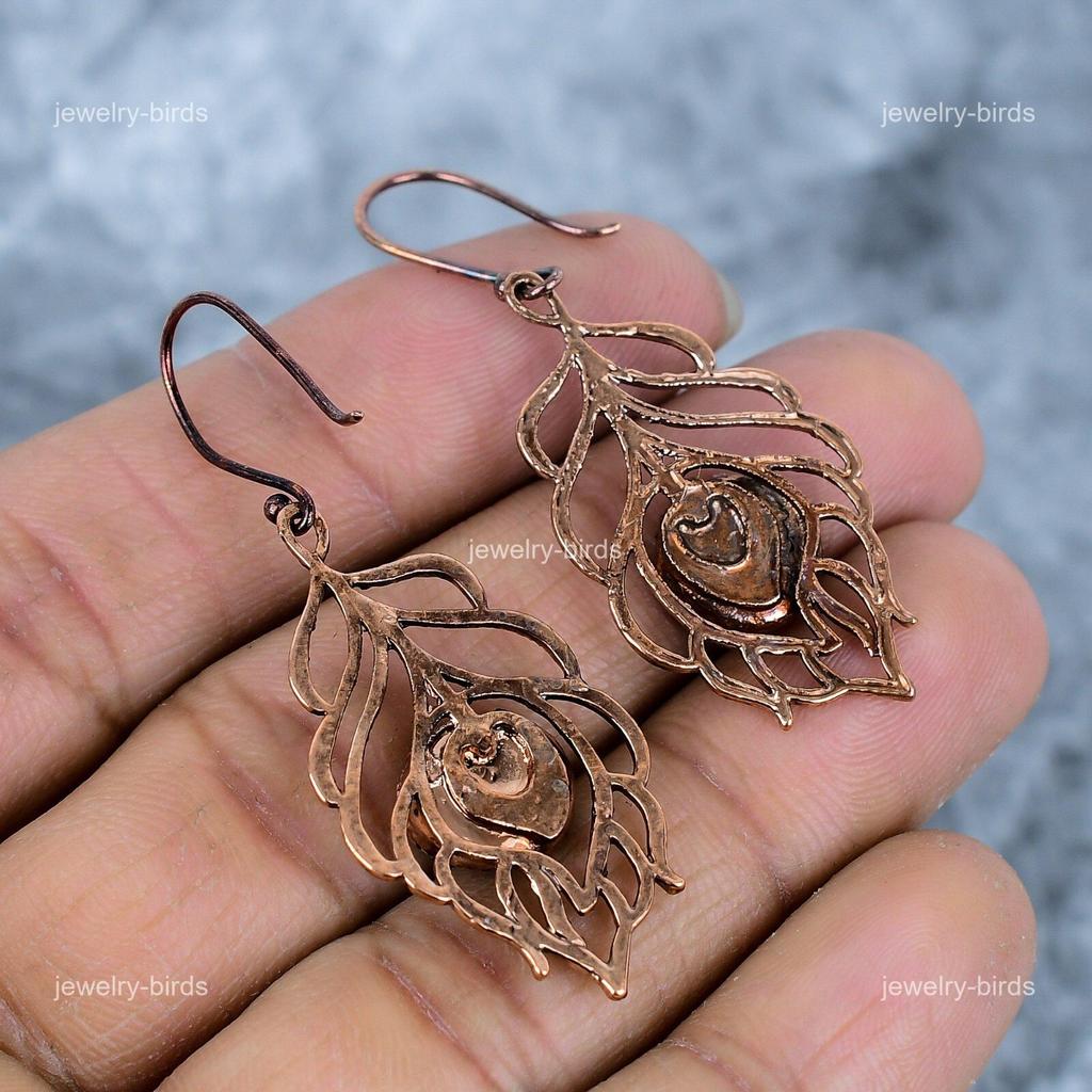 Round Sodalite Gemstone Copper Ethnic Electroformed Elegant Hook Drop Earrings VP-95