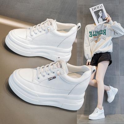 A96 lente en herfst nieuwe dikke zool wig hak 10 cm hakhoogte kleine interne hoogteverhoging casual lage top witte schoenen kinderen