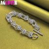 925 Sterling Silver Full Circle Ring Design Chain Bracelet Jewelry
