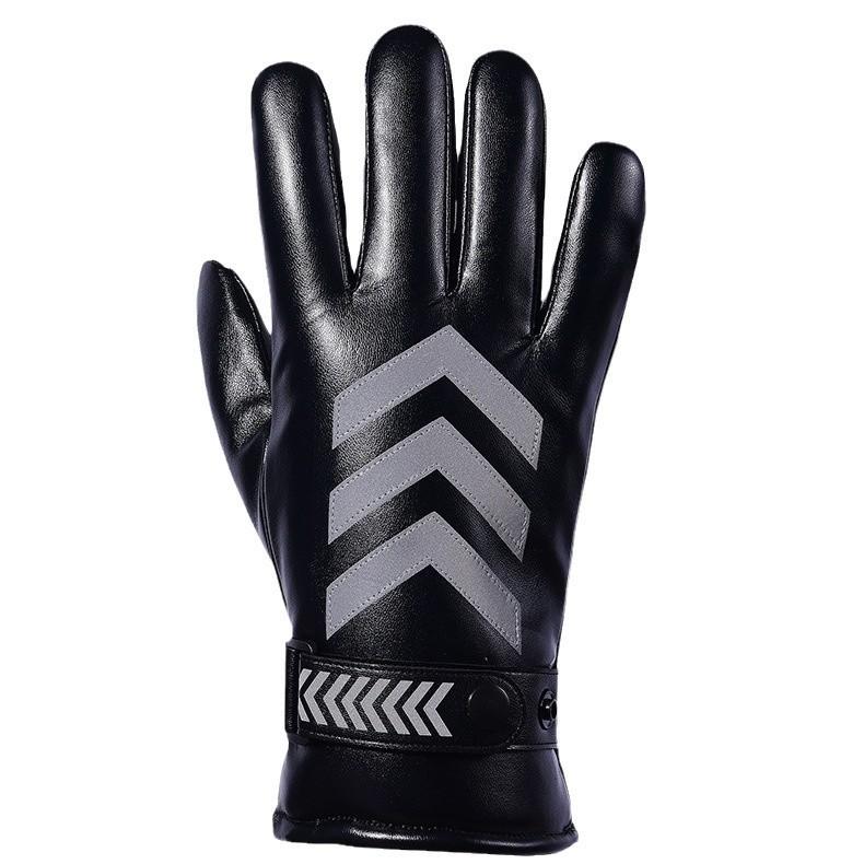 Pu Leather Mens Touchscreen Gloves For Winter Outdoor Cycling Commuting