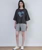 MALOUPE 5219 Heart Cat Graphic T-Shirt (Dark Gray)