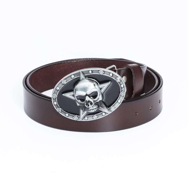 Retro Belt Skull Pentagram Fashion Trend Personality Youth Belt Cowhide Belt