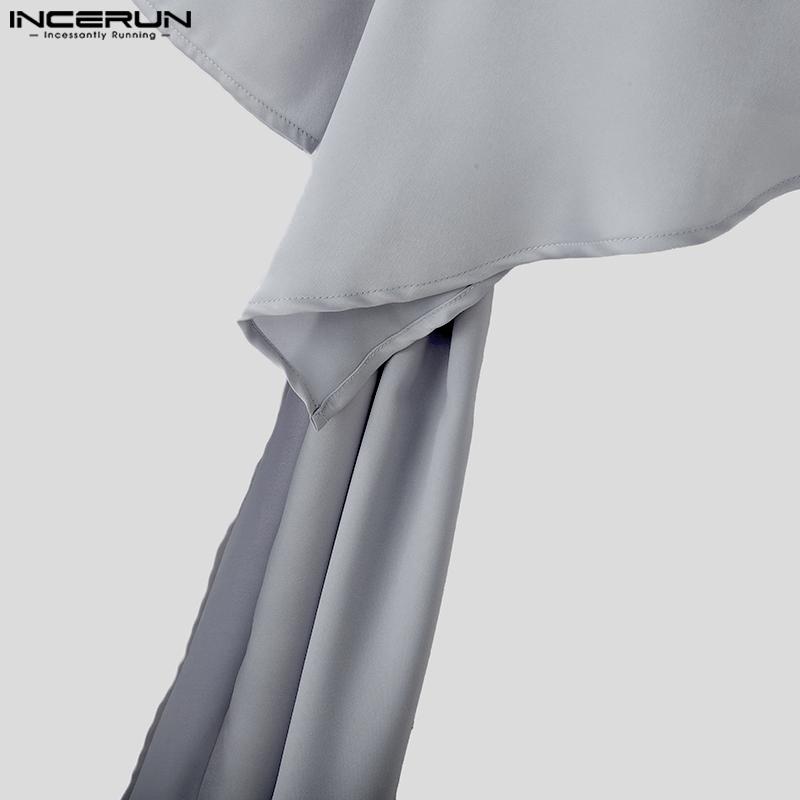 INCERUN 2PCS Men Long Sleeve Irregular TopsLong Straight Pants Sets Two Pieces Outfits