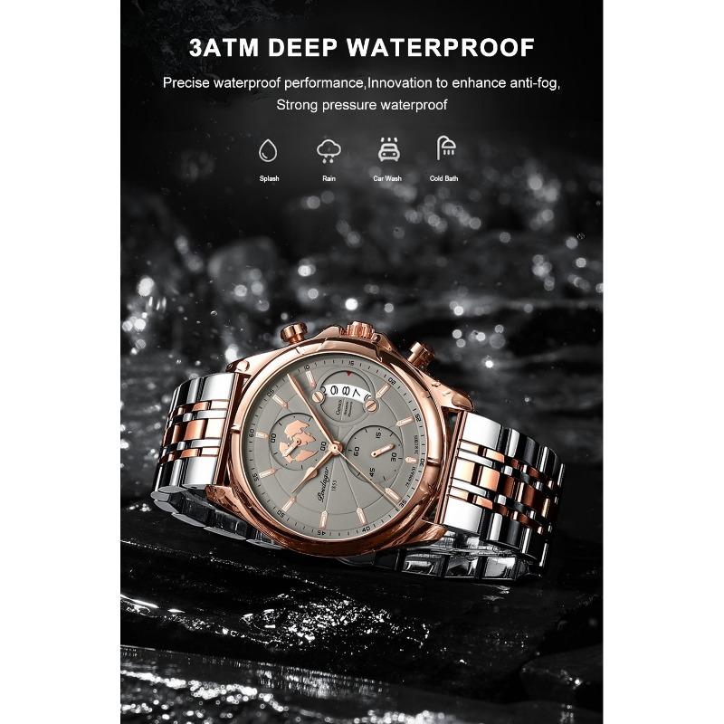 POEDAGAR Top Original Men Watch Chronograph Waterproof Date Quartz Luxury Watches Stainless Stain Business Male Wristwatch
