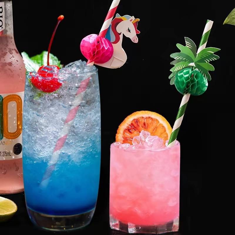 50pcs Creative Paper Straws Disposable Biodegradable Paper Environmental Straws Party Juice Cocktail Decoration Straws