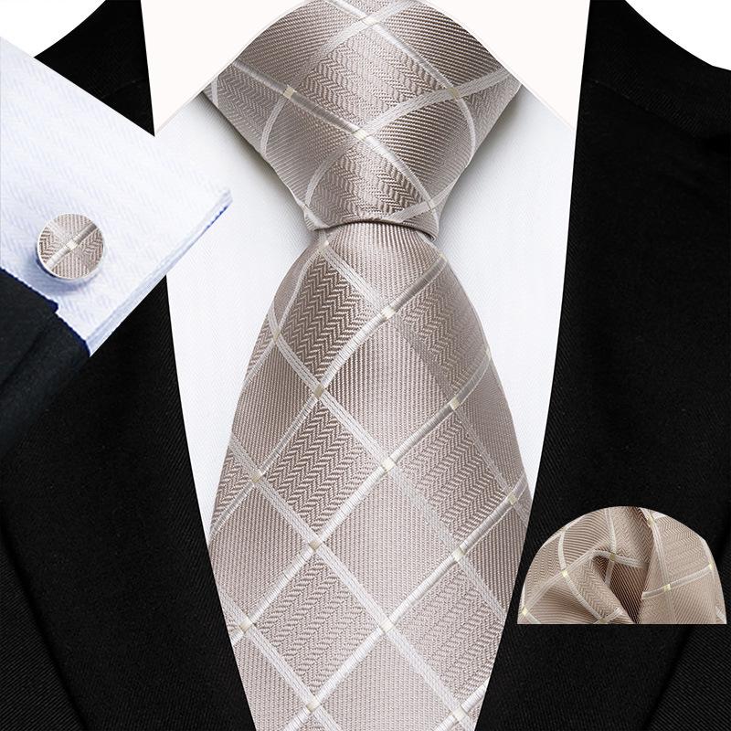 Plaid Men's Tie, Pocket Square & Cufflinks Set (3-Piece) 2025