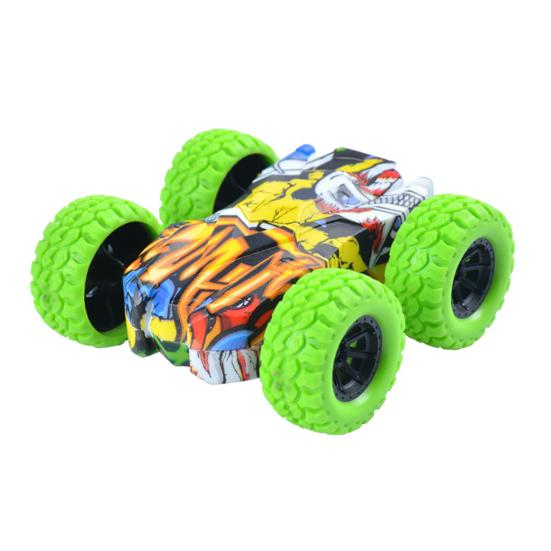 

Двухсторонний игрушечный трюковой автомобиль с четырьмя колесами инерционный привод грузовик игрушка для дома и улицы граффити внедорожный автомобиль игрушка для малышей мальчиков и девочек подарки зелёный