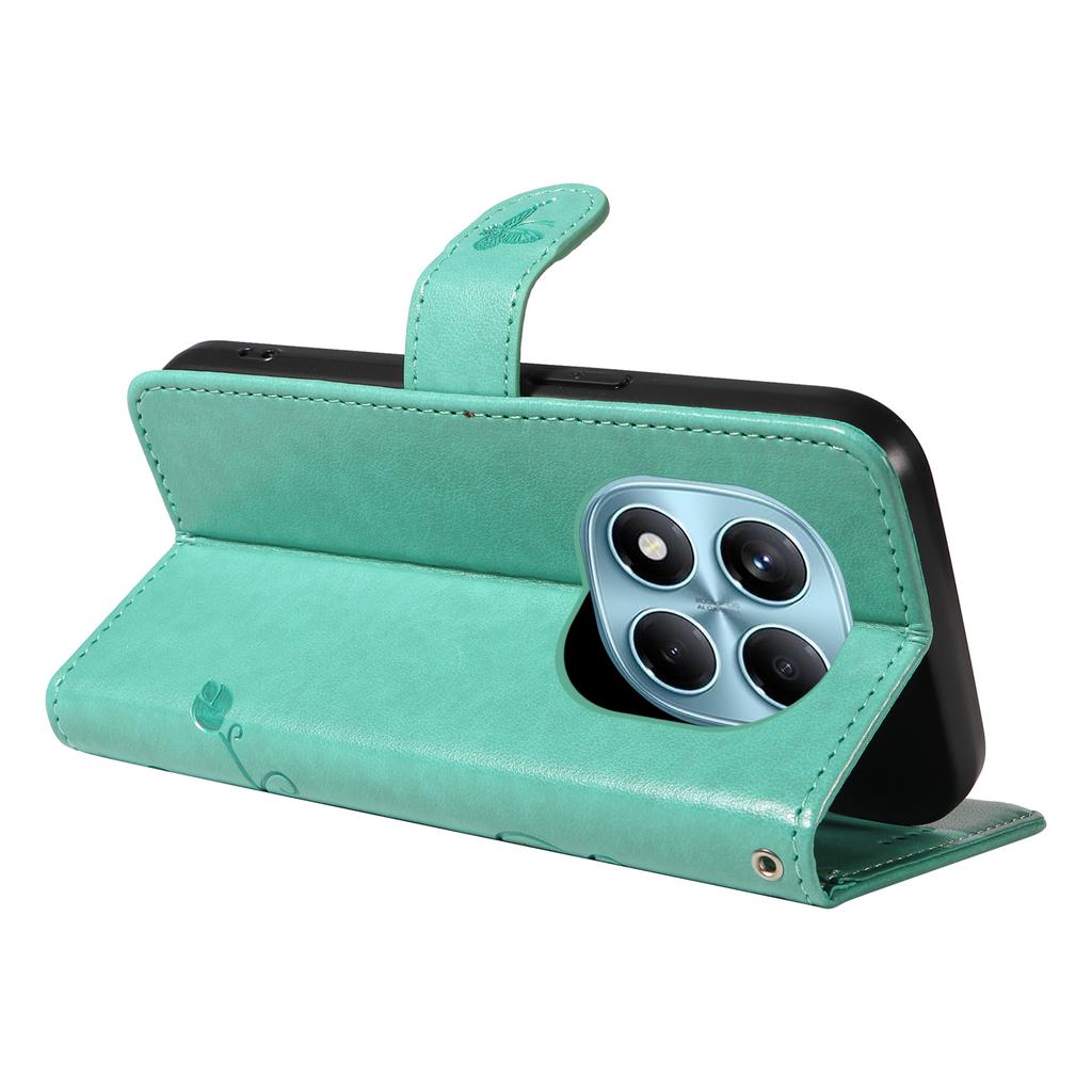 For Xiaomi Redmi Note 14 Pro 4G PU Leather Cases Flower Pattern Wallet Stand Phone Cover with Strap