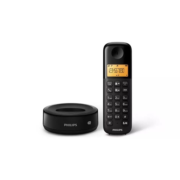 Téléphone sans fil - PHILIPS - D1651B/01 - DECT - Noir - Écran 1,6 pouces