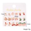 12 Pairs/Set Women'S Pearl Flower Crystal Mix Design Studs Earrings Girls Elegant Gold Heart Ear Jewelry Gift
