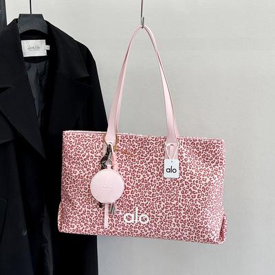 Leopard Print Bag, Women's Large Capacity Temperament Canvas Fashionable Shoulder Bag, Commuting Tote Bag for Work