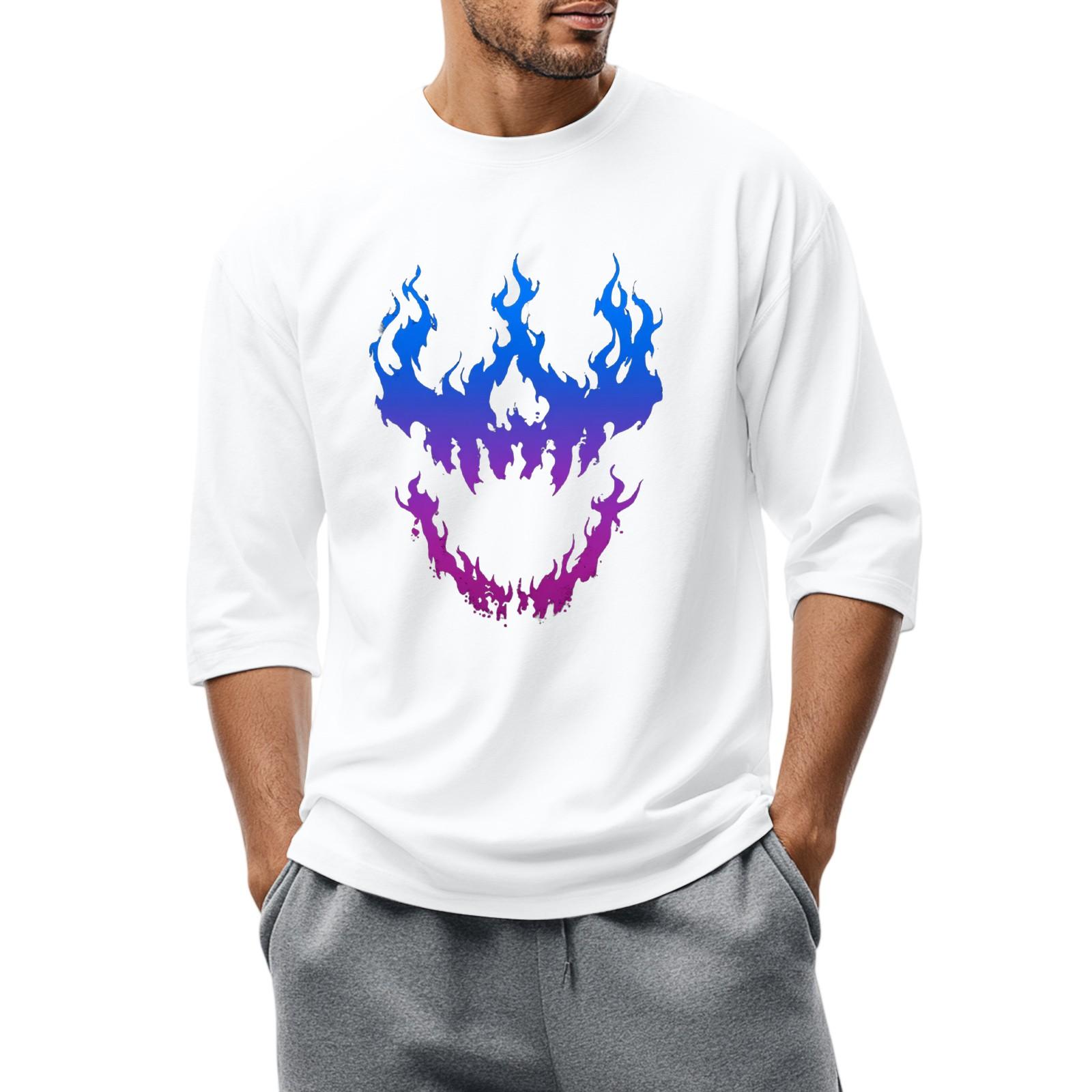 

Мужская повседневная модная футболка с круглым вырезом и рукавом три четверти M белый