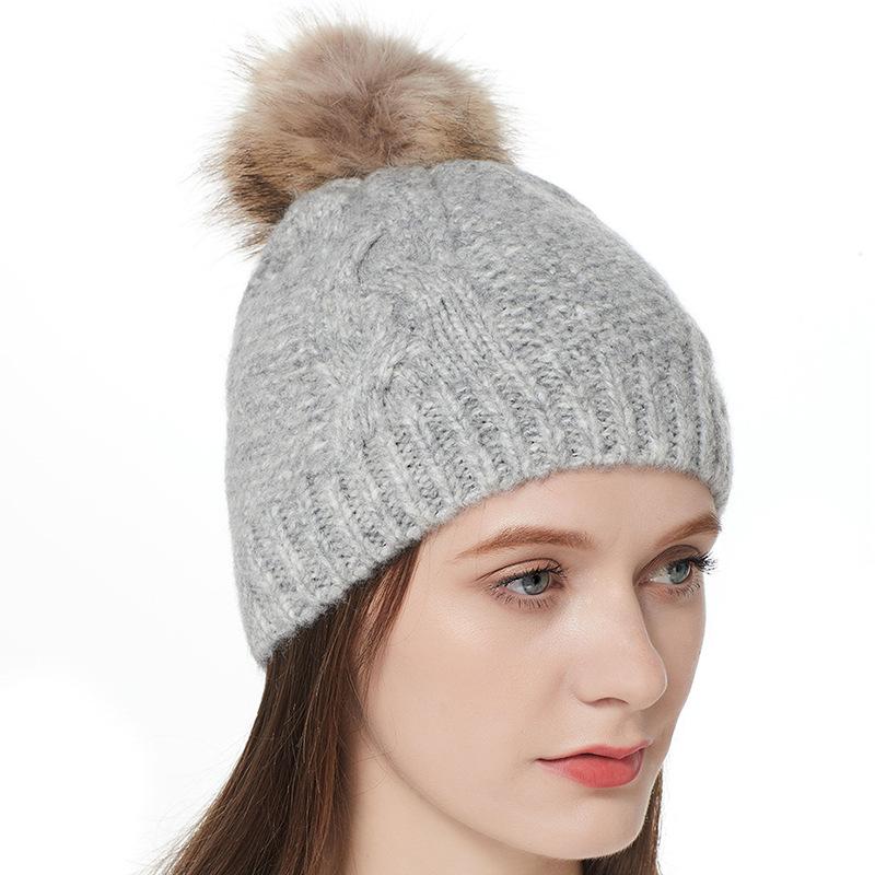 Hat Women's Winter European and American Trendy Versatile Knitted Hat Cute Hairball Outside Warm Ear Protection Ins Fashion Wool Hat