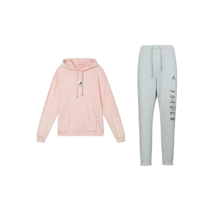 

Jordan Solid Color Logo Loose Pullover Hoodie Comfortable Knit Long Pants Casual Sports Suit Men sweatsuit FZ6442-046+DR3088-610 XXL