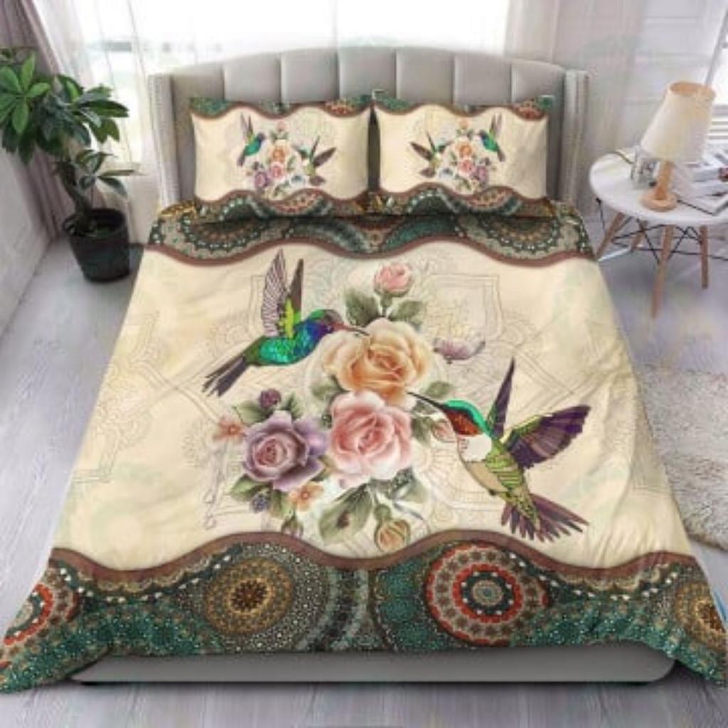 Tmarc Koszulka Kolekcja Letnia - Premium Poszewka na Kołdrę z Kolibrem Zestaw Dekoracja Sypialni Poszewka na Poduszkę