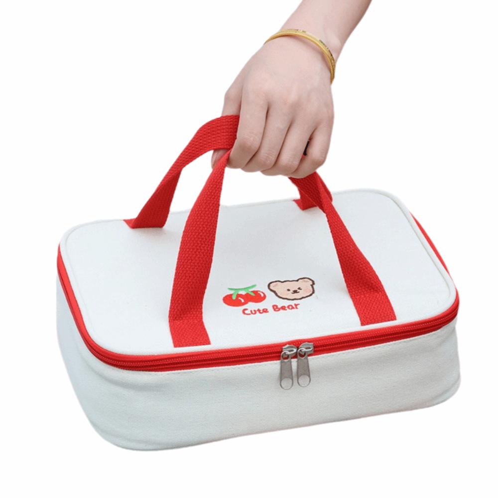 Thermische Lunchbox-Tasche mit großem Fassungsvermögen, verdickte Isolationsbeutel aus Aluminiumfolie, hochwertige Canvas-Bento-Tasche für Studenten