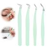 False Eyelash Tweezers Stainless Steel Precision Clamp for Single Cluster And Hair False Eyelashes Rust-Proof Makeup Tool for Beginners And