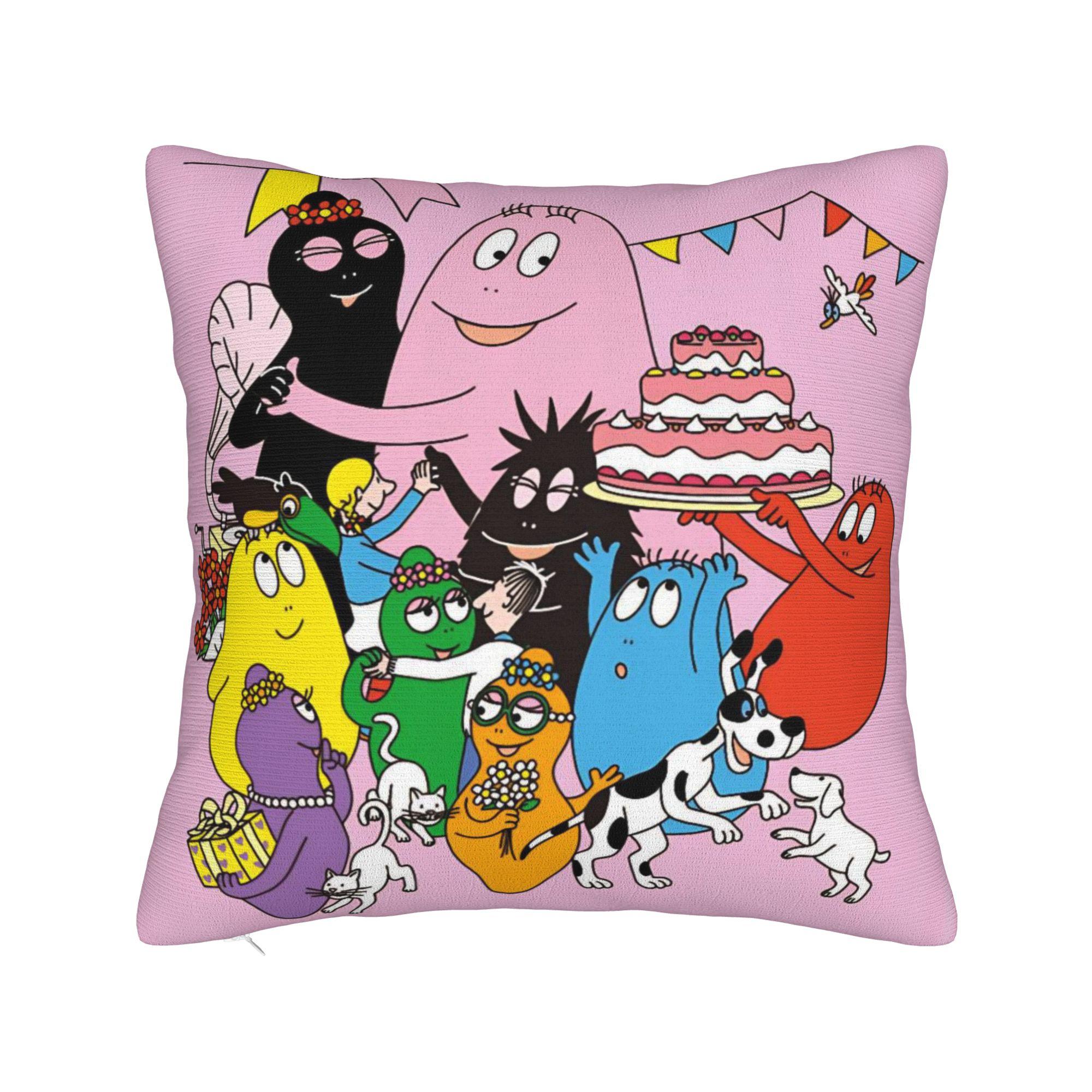 Kawaii Barbapapa Cartoon Pillow Covers Merch Soft Cushion Cover Decor Throw Pillow Case Cover Home Multi-Size 12x12Inch