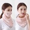 1Pc Women Sun Mask Chiffon Neck Gaiter Hang Ear Chiffon Breathable Balaclava Full Face Mask Ear Loops Dust Wind Uv