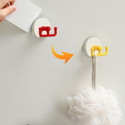 5pcs Vacuum Pressing Suction Cup Hook High Load Capacity No Drill Kitchen Hook Plastic Double-hook Wall Mounted Hook