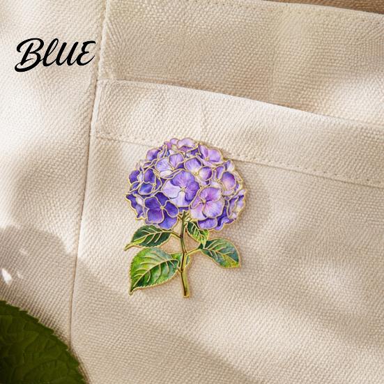 Colorful Enamel Brooch Pin Hydrangea Shape Lapel Polished Edges Backpack