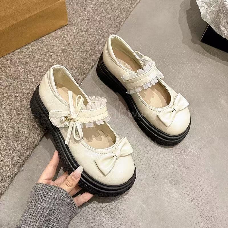 French Platform Small Leather Shoes Women's Retro British Style Sweet with Skirt Mary Jane Single Shoes 2025 Spring and Autumn New