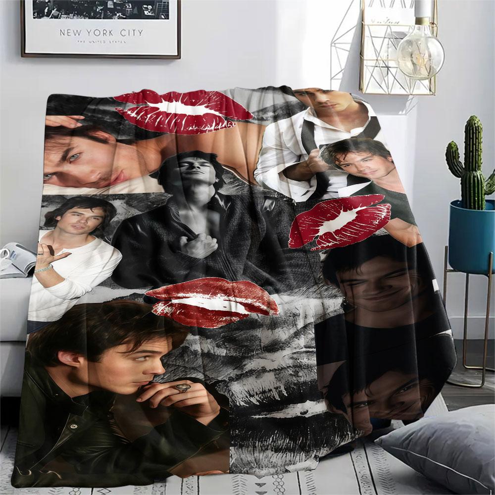 1PC The Vampire Patterned Flannel Blanket Suitable For All Seasons for Home Decor Warmth and Comfort Gifts Holiday Present
