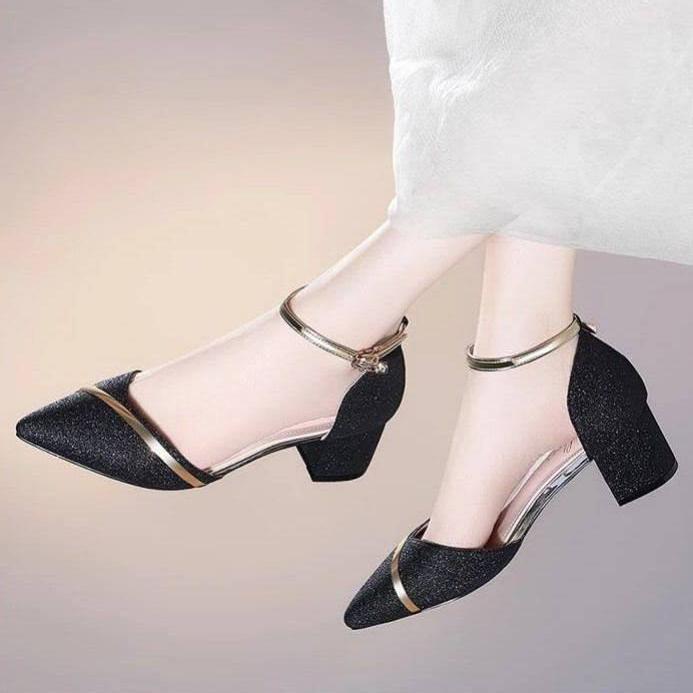 

Versatile Baotou Sandals Women S Thick Heel 202 Newestsummer Buckle Spring Bridesmaid High Heels Middle Heel Trendy Women S Shoes