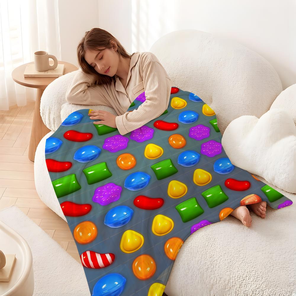 Game C-Candy C-Crush S-Saga Throw Flannel Blanket Skin Soft Suitable for Sofa Living Room Bed Travel and Gifts