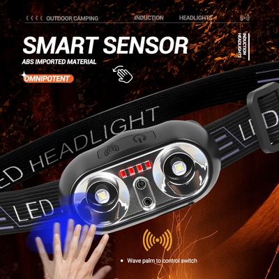 Strong Light Headlamp Portable LED Sensor Headlamp USB Rechargeable Head Flashlight Outdoor Camping Fishing Emergency Lantern