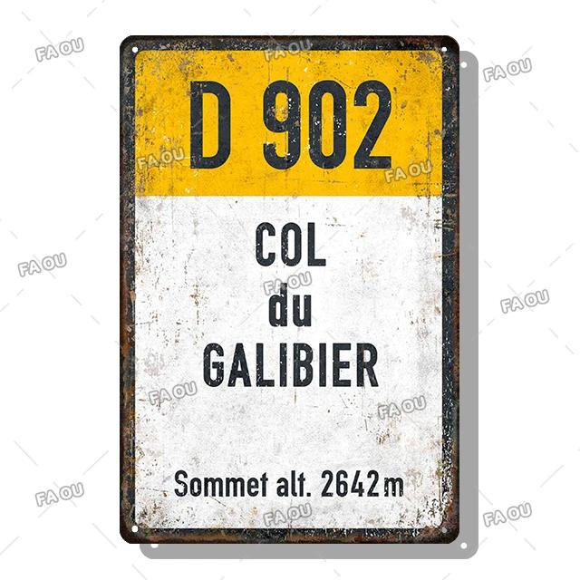 

Alpe d Huez Mont Ventoux Col du Galibier Col du Télégraphe Tour de Francia Vintage Style Bicycle Tin Sign Gift for Cyclist 20x30cm（7.8x11.8inch）