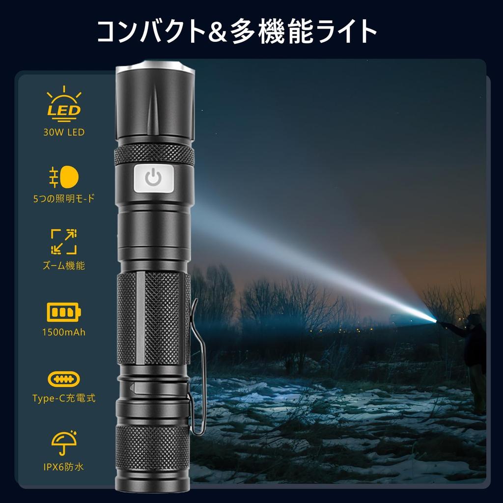 Wataku Ryohin LED Powerful 1200 Lumens with Extendable USB 1500mAh Aluminum Alloy Handy Flashlight with 5 Light for Disaster Power and Work 1 1500mAh