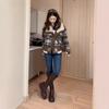 Korean-Style Plaid Lambswool Coat for Women - 2024 Winter Collection: Warm, Loose Fit, Small Size.