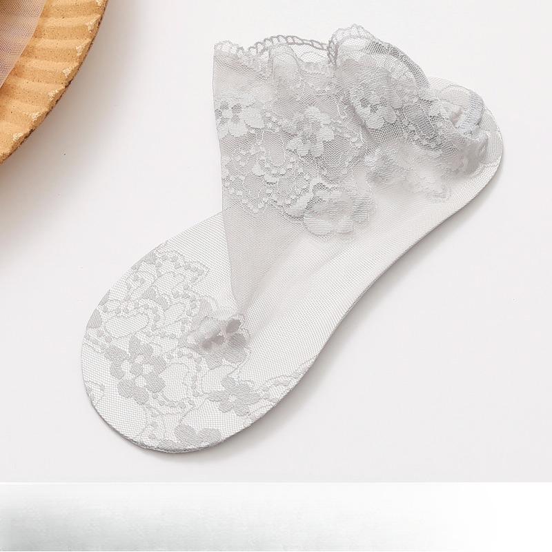 

Net Mesh Stockings, Mid-calf Lace Stockings, Children s Summer Lightweight Sexy Black Breathable Short Tube Lace Socks, Trendy and Versatile 1 pair сірий