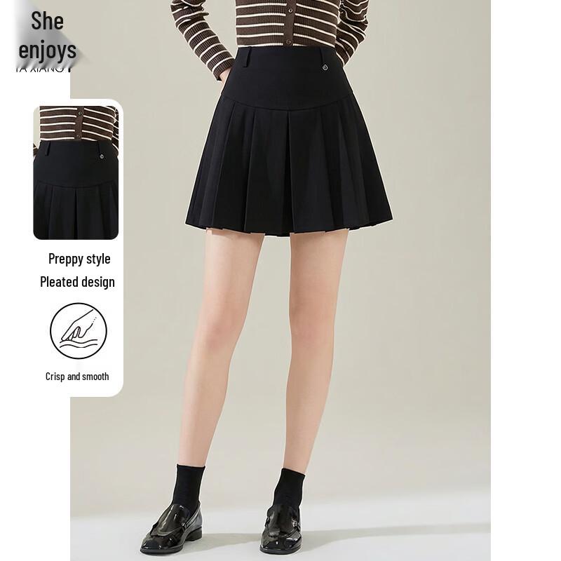 Women s Versatile High-Waist Pleated A-Line Mini Skirt M