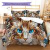 Orange Cat Pattern Bedding Quilt Set Quilt Cover Pillowcase Home Decoration Gift (1 * Duvet Cover + 2 * Pillowcase, Without Core)