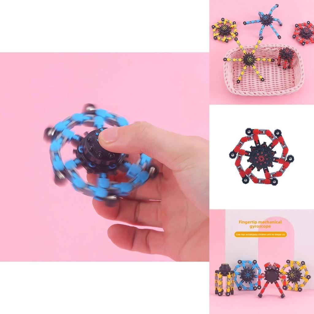 Plastic Spinner Gyroscope With Deformable Mecha Chain For Stress Relief And Hand Exercise