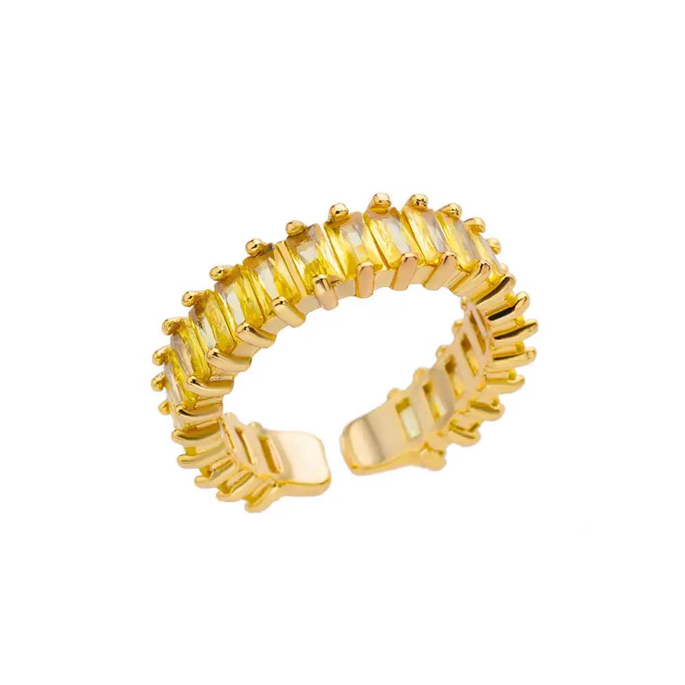 Геометрическое красочное циркониевое золотое кольцо для женщин Adjustable