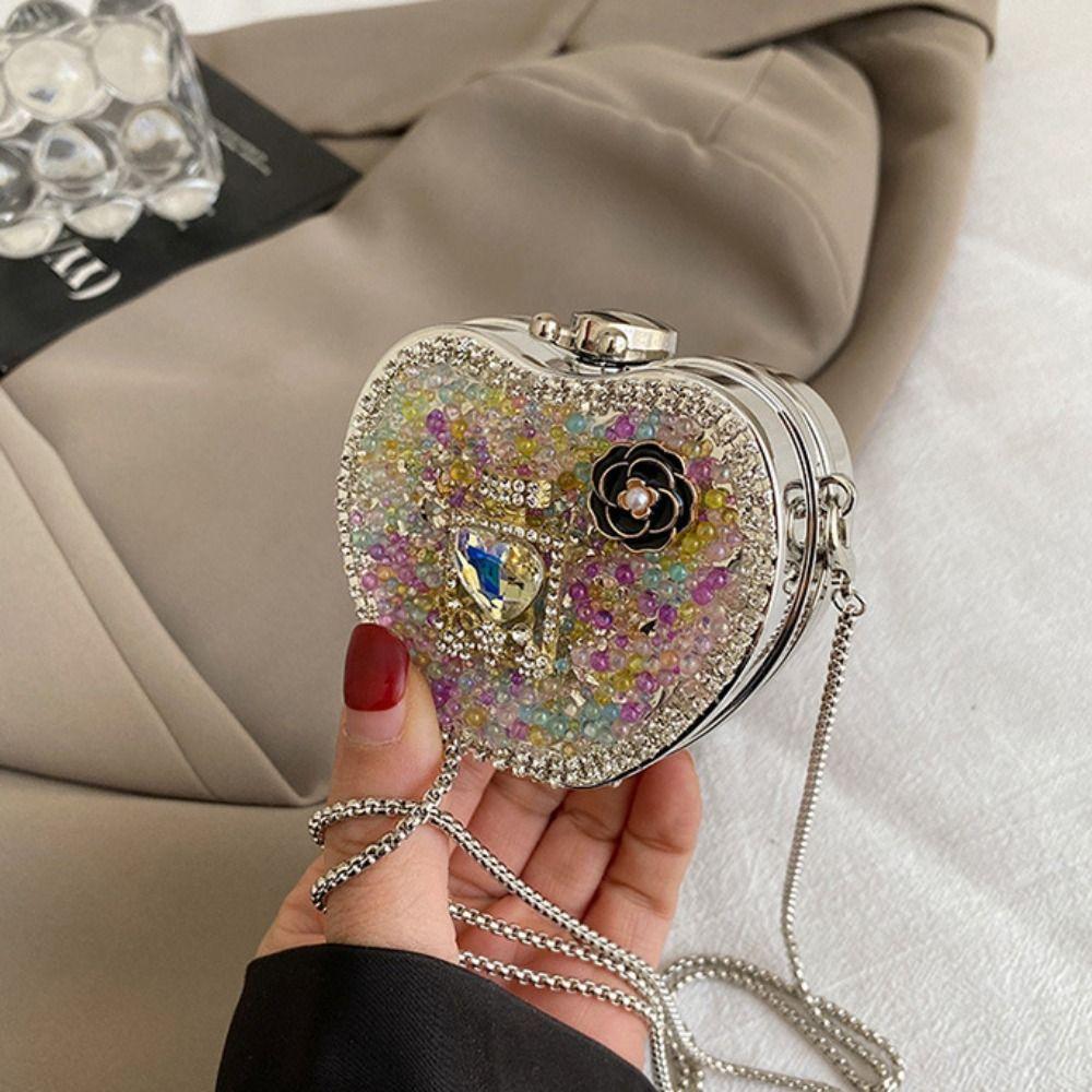 

Gold/Silver Evening Bag Elegant Mini Lipstick Bag Vintage Banquet Chain Bag Girls Style1-Gold