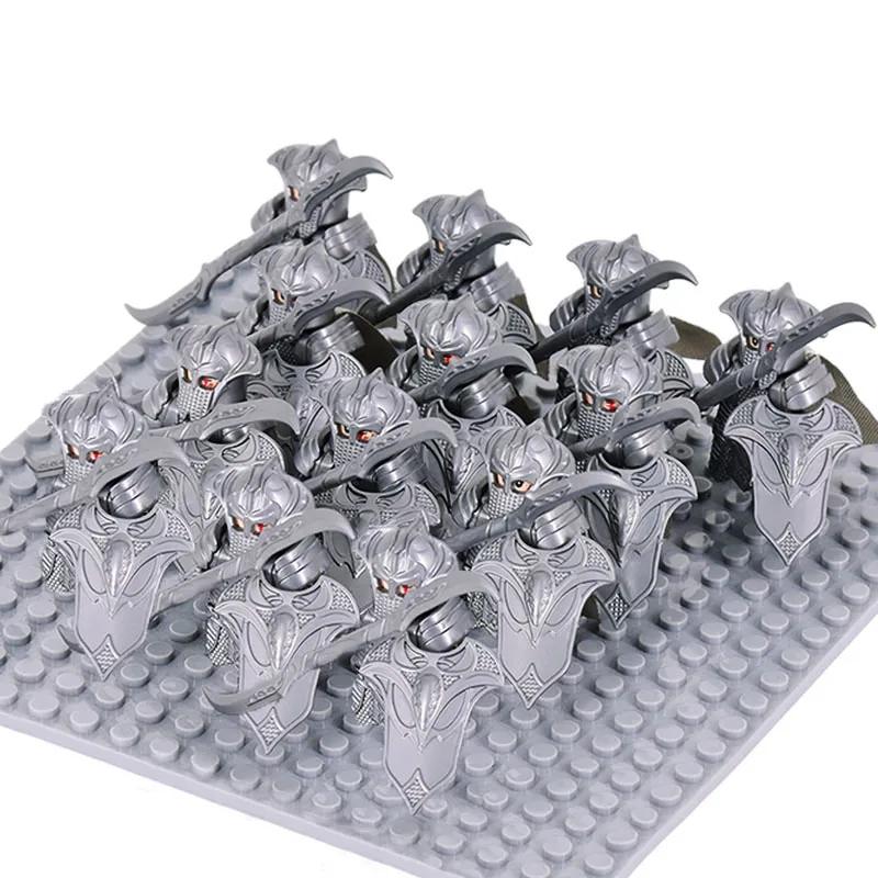 13Pcs Mini Gondor Battle Spearman Body Gurad Infantry VS Roman Solider Eomer Rohan Warriorr Figures Blocks Set Toys for Kids