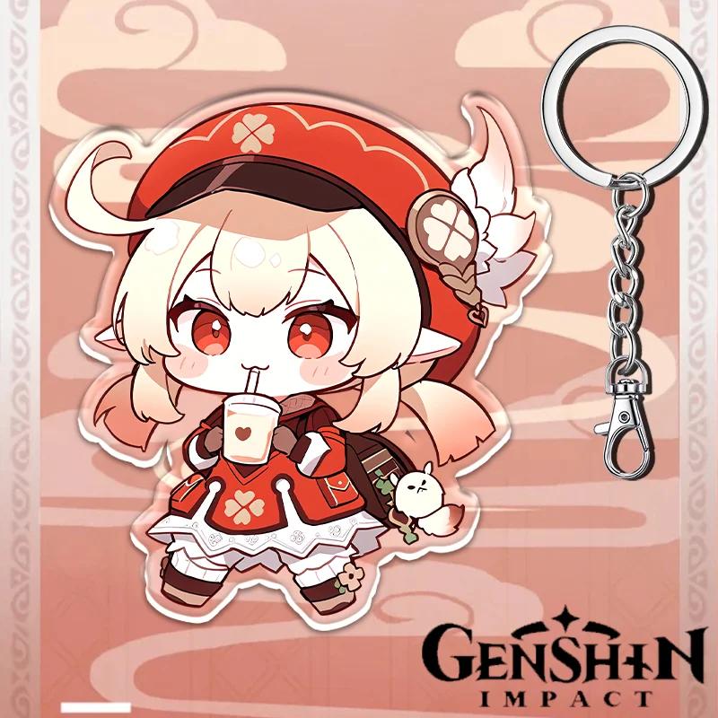 Portachiavi Acrilico Genshin Impact da 12cm Accessori Zaino Studente Hu Tao Yoimiya Zhongli Raiden Shogun Accessori Regali per Feste