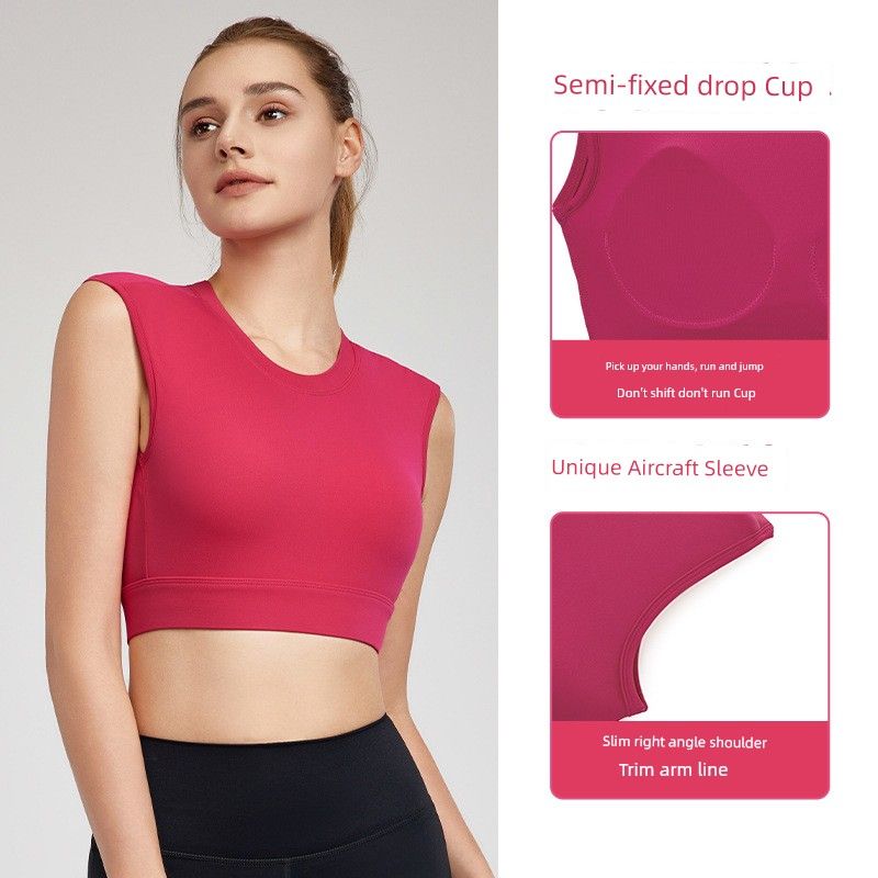 Foreign Trade Spring and Summer Sports Vest Women Fixed Cup Cool Feeling Breathable Fitness Vest Short Sexy Backless Yoga Vest