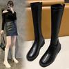 But knee boots thin boots flat elastic boots Internet celebrity square head high boots women 2025 autumn and winter new