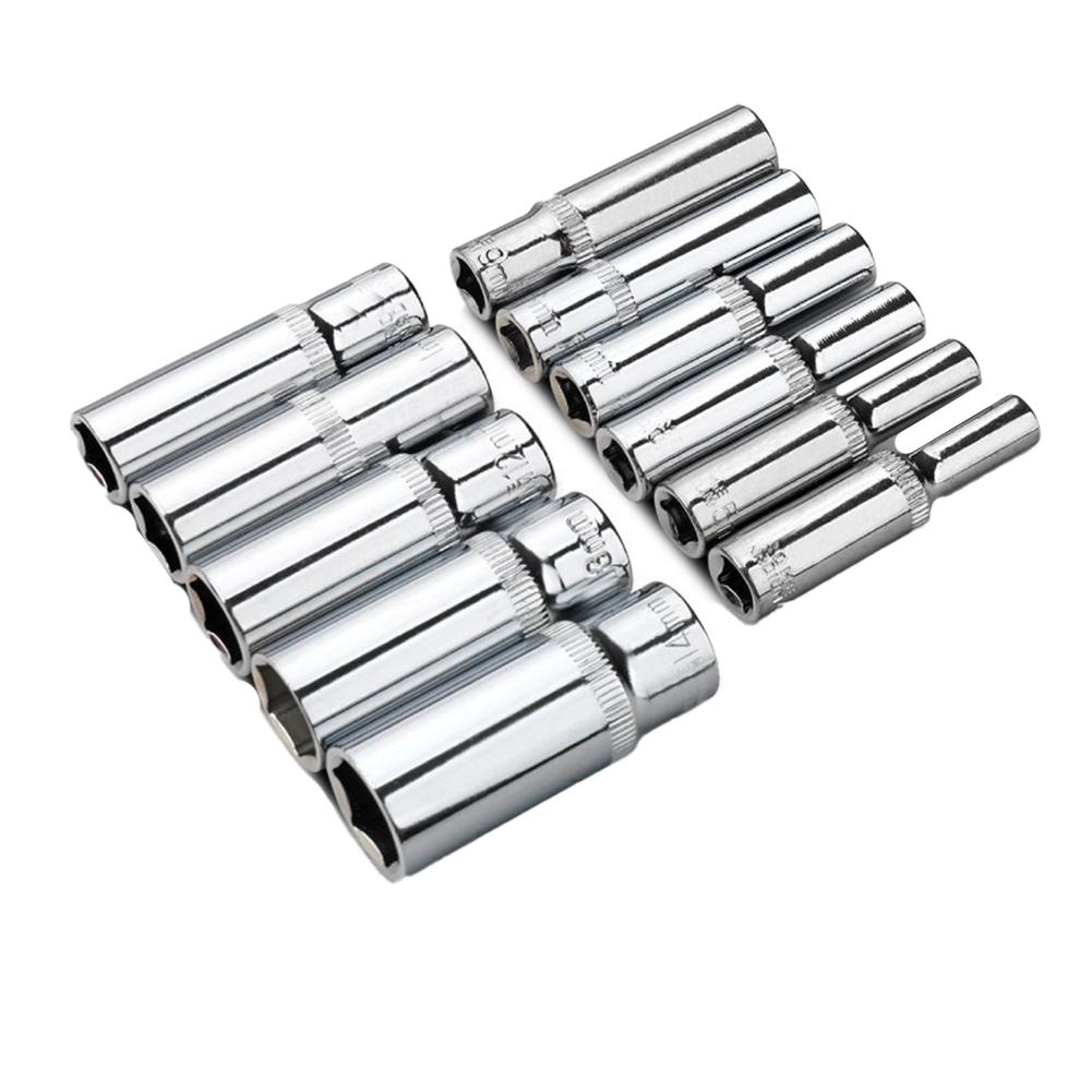 11-Piece Long Socket Wrench Set 4-14mm Chrome Vanadium Steel Deep Reach Hex Tool Kit For Auto Repair DIY Mechanics