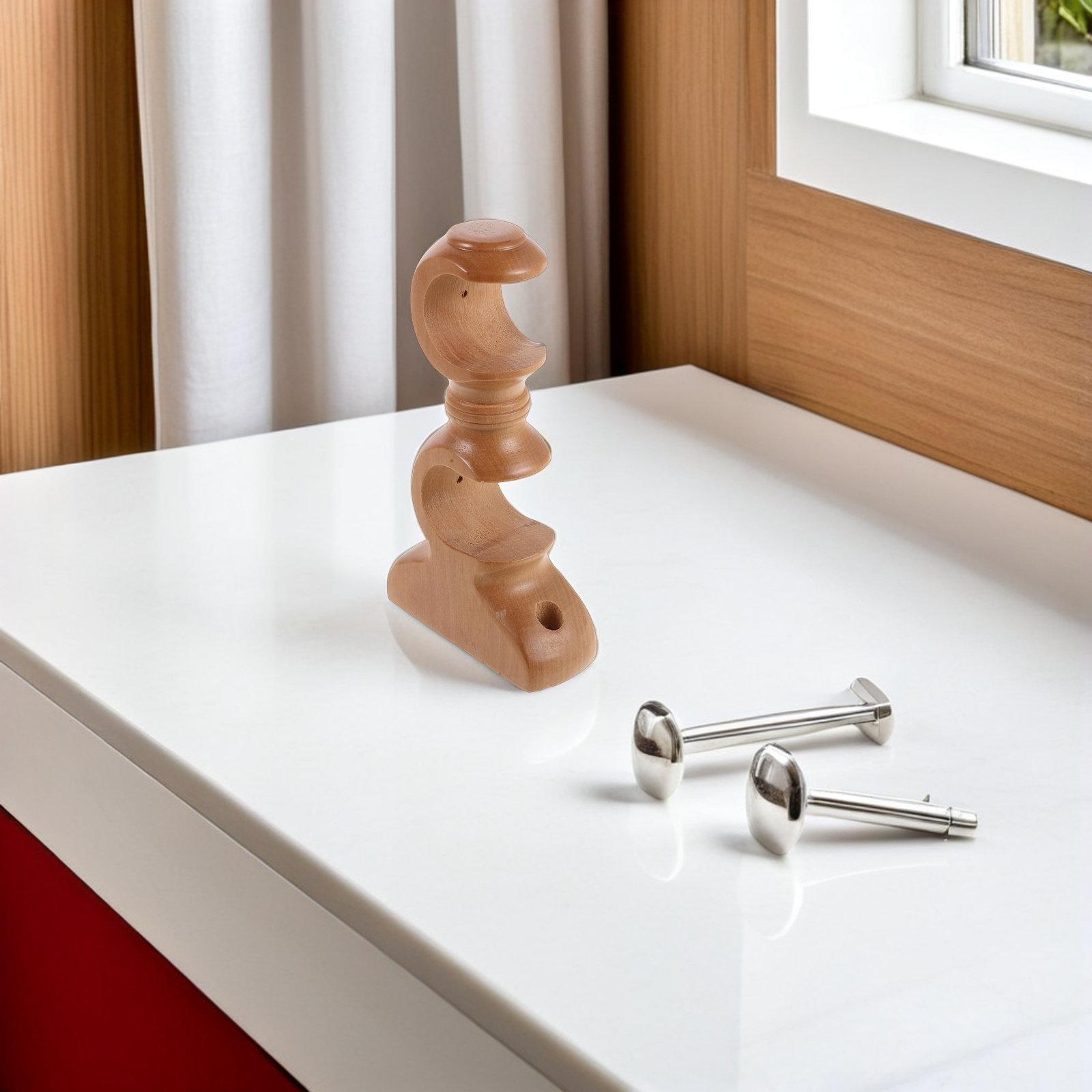 

2Pcs Solid Wood Decorative Curtain Rod Holders Double Rod Bracket Wall Mounted Drapery Support for 28Mm Roman Pole Bedroom other